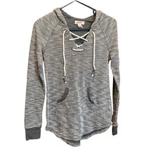 Grey Lace Up Hoodie